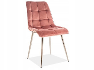 Krzesło CHIC VELVET RÓŻOWE do salonu NOGI CHROM