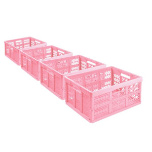 4X Kosz składany 45L 50kg skrzynka pojemnik na zakupy pranie RÓŻOWY