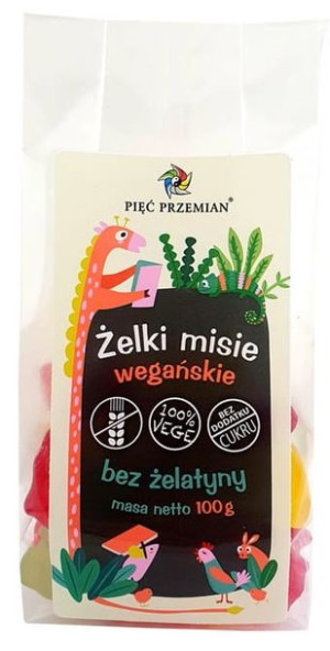 Żelki Misie Bez Cukru Wegańskie Bez Żelatyny 100g Pięć Przemian