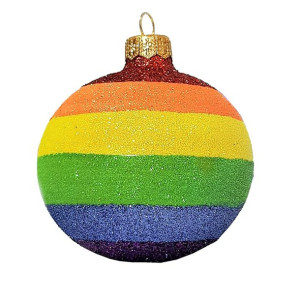 Bombka szklana ręcznie dmuchana tęczowa, tęcza LGBT 8 cm Święta