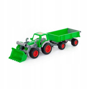 Farmer-technik traktor-ładowarka z przyczepą