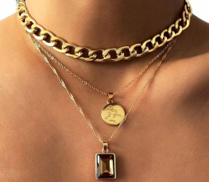 damski modny naszyjnik multi choker łańcuch perły