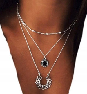 naszyjnik celebrytka choker srebrny długi boho