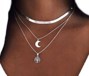 choker srebrny naszyjnik celebrytka boho księżyc