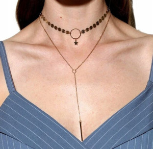 długi damski naszyjnik złoty choker delikatny