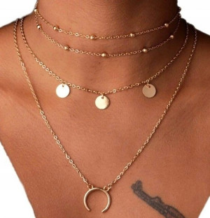 moneta księżyc łańcuszek złoty naszyjnik boho moon