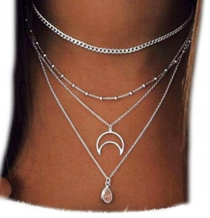 choker boho srebrny naszyjnik celebrytka księżyc