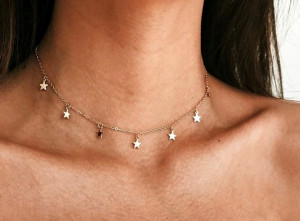 choker boho złoty naszyjnik gwiezdny celebrytka