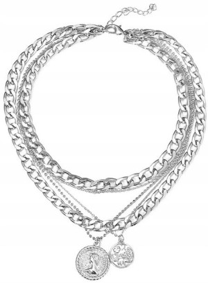 damski naszyjnik multi choker łańcuch pancerka
