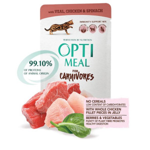 Optimeal For Carnivores Z Cielęciną I Kurczakiem W Sosie Szpinakowym Bezzbo
