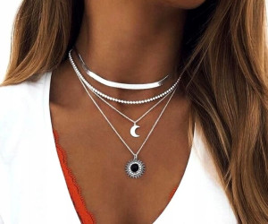 naszyjnik choker srebrny celebrytka boho księżyc
