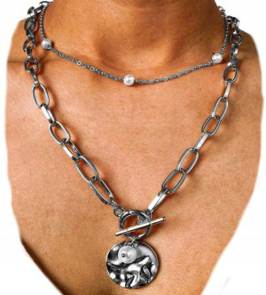 naszyjnik damski choker multi łańcuch perły boho