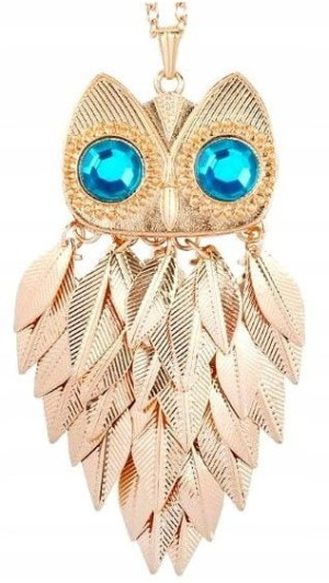 naszyjnik długi złota sowa owl gold damski