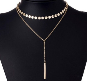 naszyjnik złoty długi delikatny choker monety