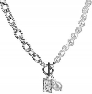 naszyjnik damski srebrny choker łańcuch z perłami