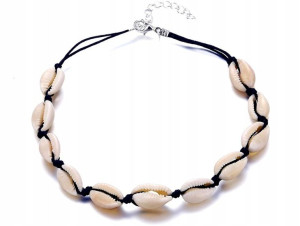 naszyjnik muszelki sea shell choker czarny n50