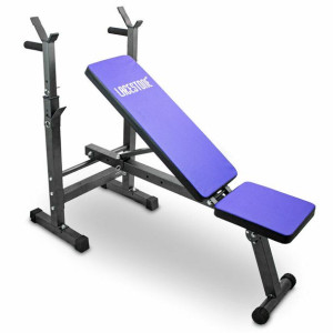 Ławka Treningowa Z Uchwytem Na Sztangę Fitness Z Regulacją Wysokości