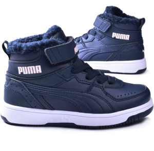 Buty Dziecięce Puma Rebound Joy Fur ocieplane granatowe (375479 05) - 29