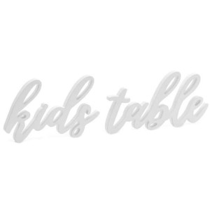 Napis drewniany "Kids table", biały, PartyDeco, 1szt