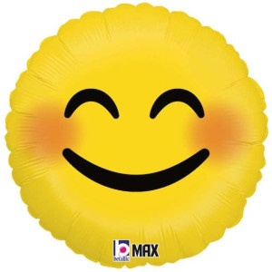 Balon foliowy "Emoji - Uśmiech wstydliwy", żółty, Betallic, 18", RND