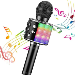 Mikrofon karaoke ze światełkami LED - 2020 CZARNY