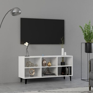 Lumarko Szafka TV, metalowe nóżki, biała, wysoki połysk, 103,5x30x50 cm