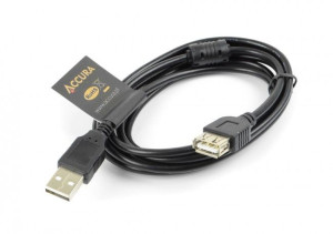 Kabel przedłużacz USB A Accura Premium 1.8m czarny