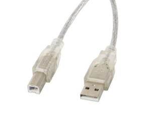 Kabel przewód USB-B 3,0m transparent Lanberg