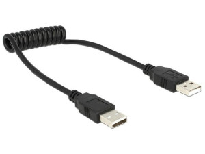 Kabel USB-A 0.2 - 0.6m spiralny czarny Delock