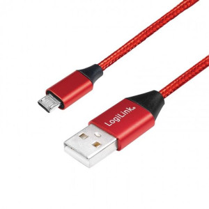 Przewód kabel LogiLink micro USB 1.0m czerwony