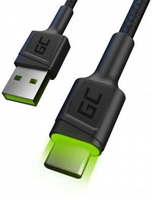 Kabel Green Cell USB-C USB świecący 1,2m czarny