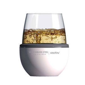 Pojemnik termiczny ze szklanką na napoje Asobu Insulated Wine Kuzie - white