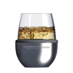 Pojemnik izolowany ze szklanką Asobu Insulated Wine Kuzie - silver