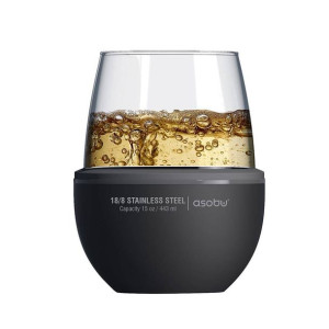 Pojemnik termiczny ze szklanką Asobu Insulated Wine Kuzie - black