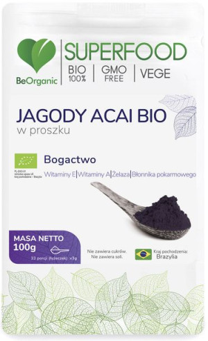 BeOrganic Jagody Acai BIO w proszku 100g, Medicaline