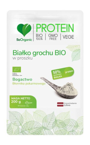 BeOrganic Białko grochu BIO w proszku 200g, Medicaline