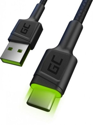 Kabel USB-C świecący 2.0m czarny Green Cell