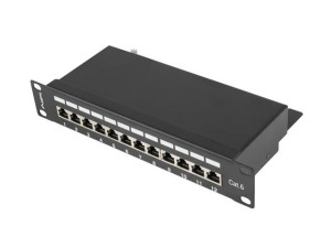 Patch Panel 12 Port 1U 10 cali Lanberg PPF6-9012-B