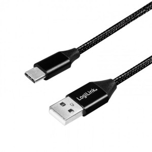 Kabel przewód USB-C 1.0m czarny LogiLink