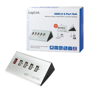 Hub USB 4-portowy srebrny LogiLink