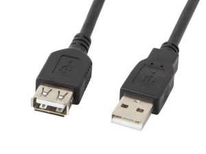 Przewód przedłużacz USB 5.0m czarny Lanberg