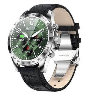 Garett Men Style IP67 Tętno srebrno czarny skóra