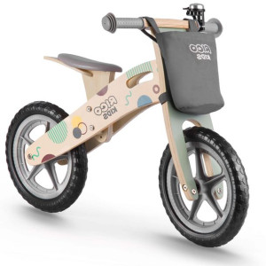 Rowerek biegowy dla dziecka, drewniany, torba, ricokids, RC-610, zielony