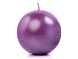 Świeca "Kula" (FI 80) metalik, purpura, 6 szt, 1 o