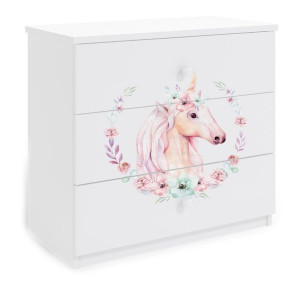 Komoda do pokoju dziecięcego, babydreams, konik, 81 cm, biel, mat