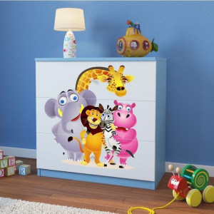 Komoda do pokoju dziecięcego, babydreams, zoo, 81 cm, niebieska