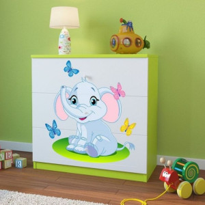 Komoda do pokoju dziecięcego, babydreams, słonik, 81 cm, zielona