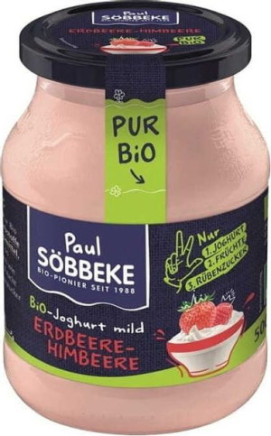 Jogurt Kremowy Truskawka - Malina (3,8% Tłuszczu W Mleku) Bio 500 G (słoik)