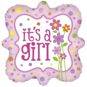 Balon foliowy "Baby shower - girl square", holo, Betallic, 18", SHP