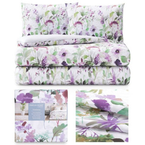 AmeliaHome Pościel bawełniana DOMINICA 200x200 + 80x80*2 kwiaty